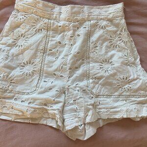Zara White Cotton Shorts